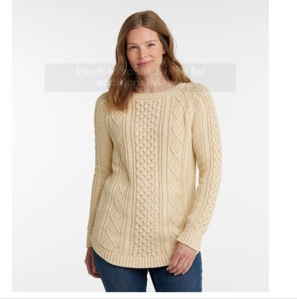 100 % Cotton L L Bean fisherman's sweater size small EUC